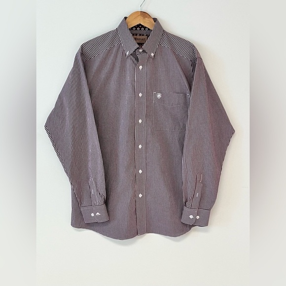 Ariat Men's Size Medium Teegan Geo Print Wrinkle-Free Button Down Western Shirt - Picture 1 of 10